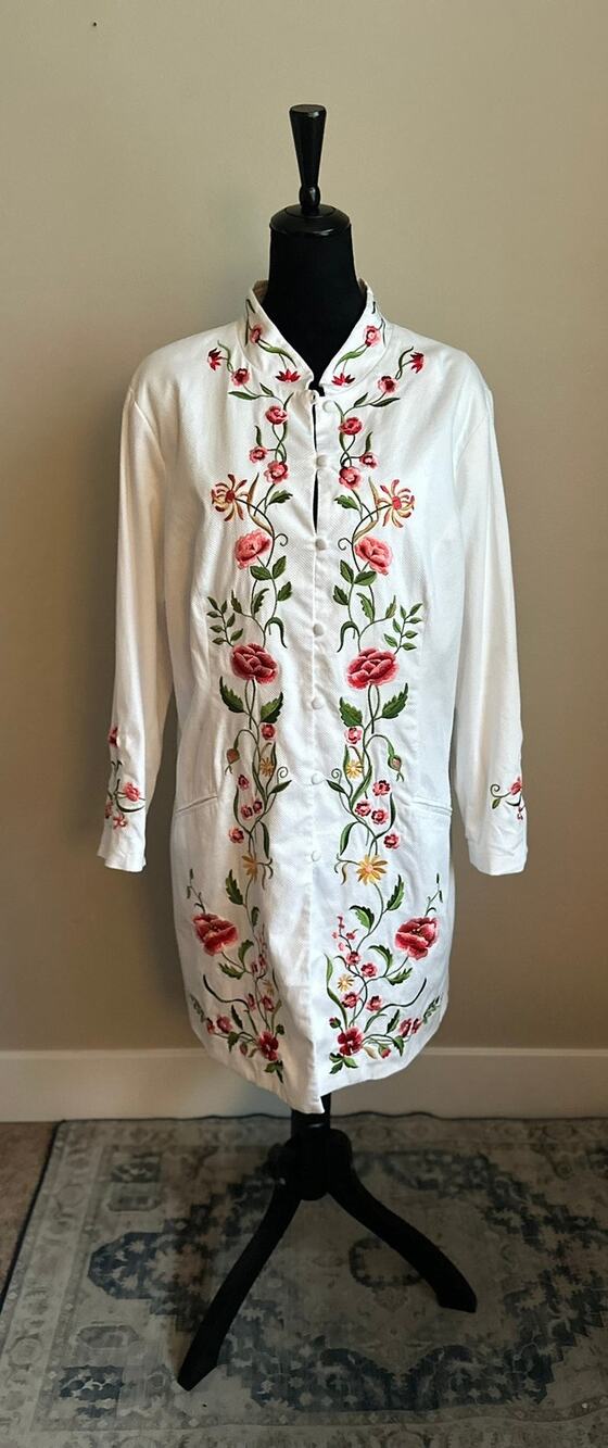 VICTOR COSTA OCCASION Vintage Embroidered Floral Stand Collar Jacket Size 1X